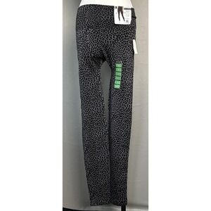 Zac & Rachel Fleece Lined Leggings Black Animal Print Women's Size Large
